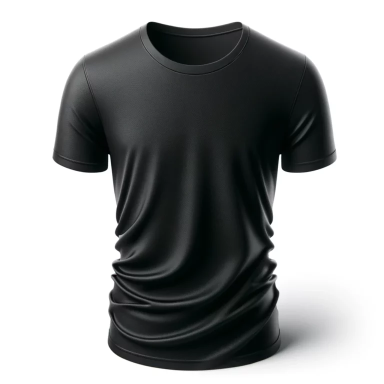 DALL·E 2024 02 14 13.38.16 A smart neat plain black t shirt template on a white background. The t shirt is perfectly ironed with no creases or folds showcasing a smooth and c